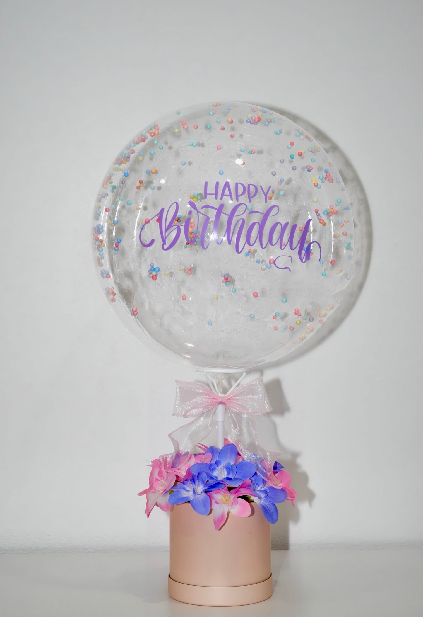 Clear Balloon with Artificial Florals